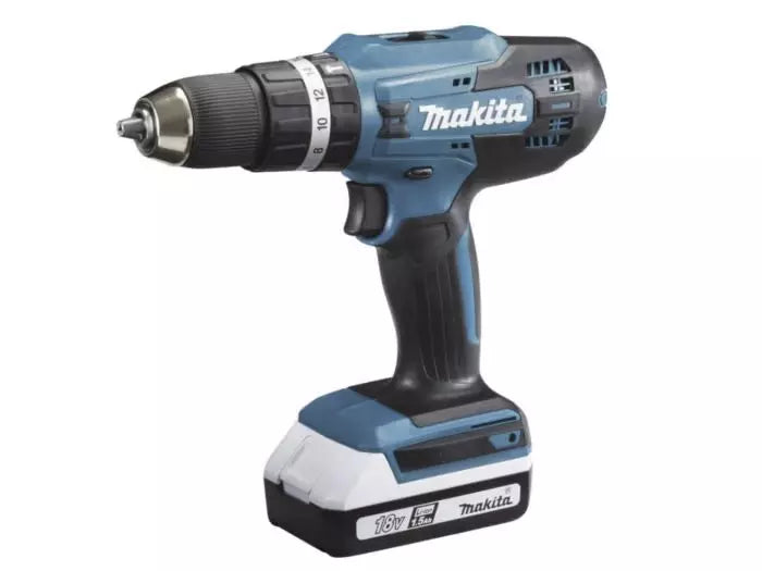 Perceuse visseuse à percussion 18V 42 Nm - MAKITA - 2 batteries 18v 2ah BL1820G + chargeur + 74 pièces - HP488DAEX1
