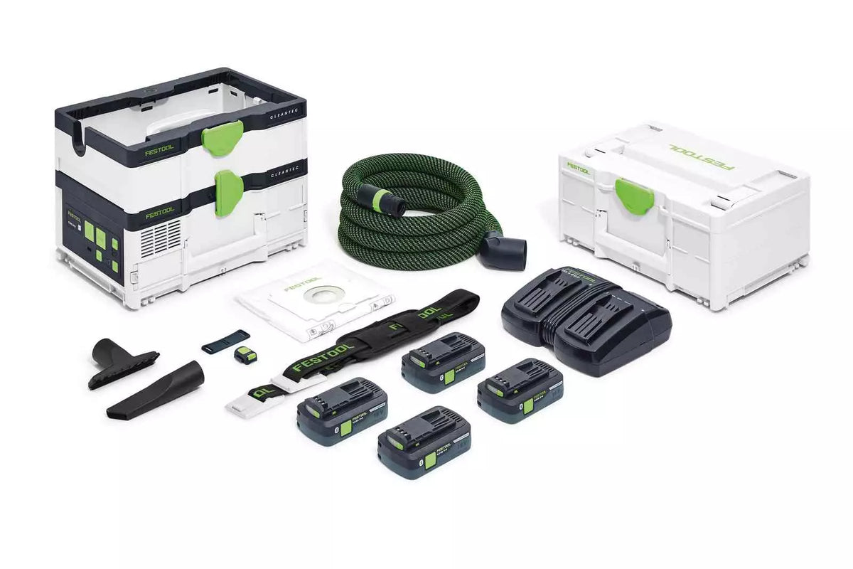 Aspirateurs sans fil CLEANTEC CTLC SYS HPC 4,0 I-Plus - FESTOOL - avec 4 batteries 18V 4.0Ah - chargeur - accessoires - Systainer - 576944