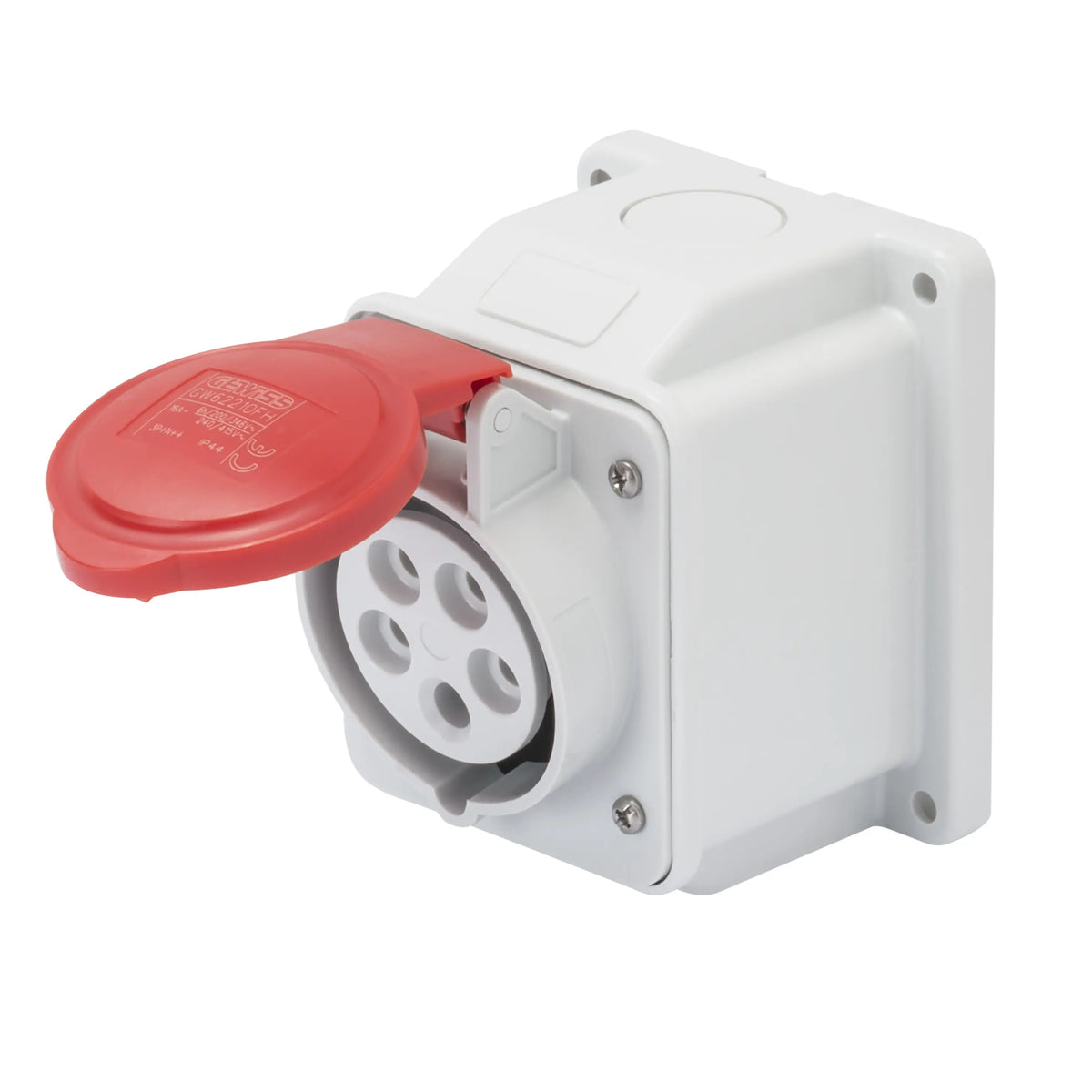 SOCLE MURAL FEMELLE IEC DE PR.10°PR.SAI.3P+N+T 16A 400V 6H