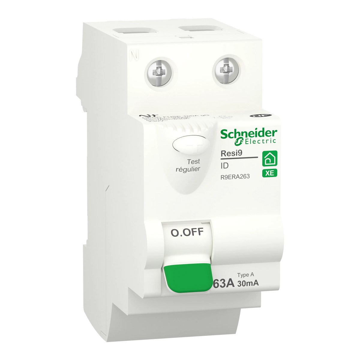 Resi9 XE - interrupteur différentiel - 2P - 63A - 30mA - Type A - embrochable - SCHNEIDER ELECTRIC - R9ERA263