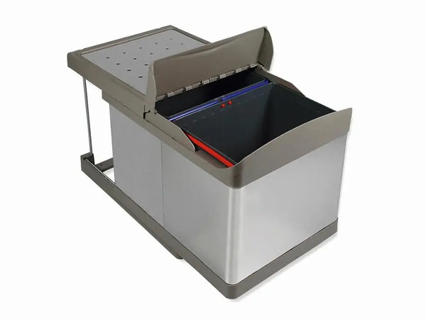 Poubelle coulissante automatique 2 x 16 L EMUCA - Acier Inox
