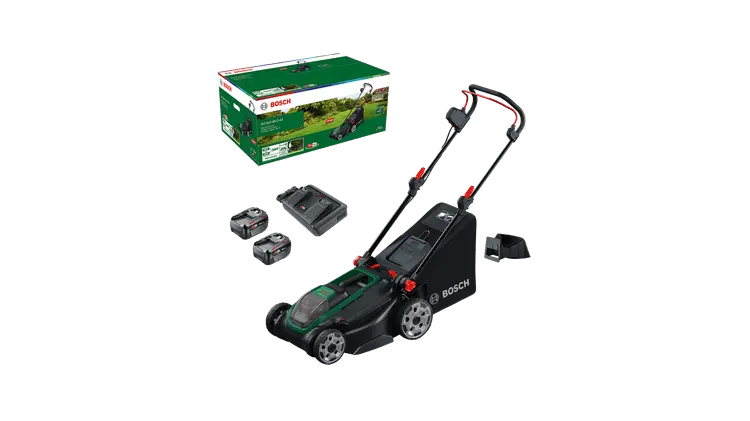 Tondeuse à gazon sans fil ROTAK18V2-43 - BOSCH - avec 2 batteries 4,0Ah - chargeur - 06008B9L00