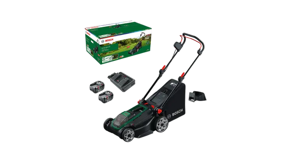 Tondeuse à gazon sans fil ROTAK18V2-43 - BOSCH - avec 2 batteries 4,0Ah - chargeur - 06008B9L00
