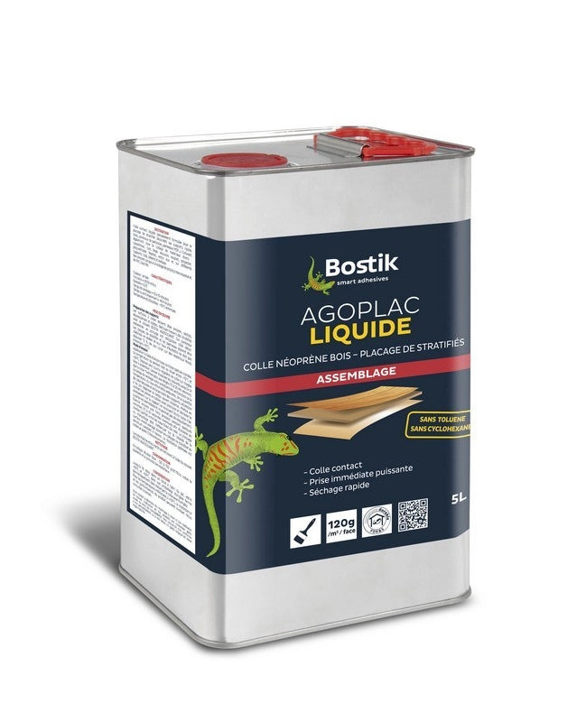 Colle néoprène Agoplac Liquide BOSTIK - tenue thermique 80° - fût 5L - 30604660