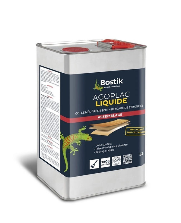 Colle néoprène Agoplac Liquide BOSTIK - tenue thermique 80° - fût 5L - 30604660