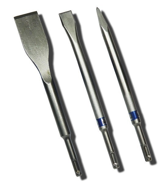 Set de 3 burins BOSCH LongLife Pointu, Plat et Bêche - SDS-Plus - 2607019159