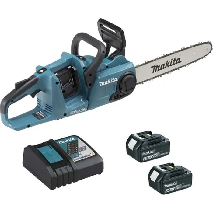 Tronçonneuse 36V (2x18V) LXT 35 cm - MAKITA - avec 2 batteries 18V 3.0Ah - chargeur rapide - DUC353RF2