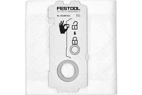 Sac filtre SelfClean SC-FIS-CT MINI/MIDI-2/5 - FESTOOL - 5 pièces - 204308